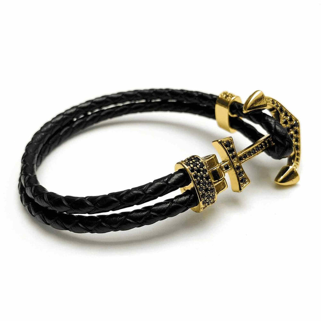 Man Bracelet -  Man Leather Bracelet - Gold Anchor Bracelet - gold bracelet for man Bracelet Brother & Sisters