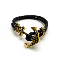 Thumbnail for Man Bracelet -  Man Leather Bracelet - Gold Anchor Bracelet - gold bracelet for man Bracelet Brother & Sisters