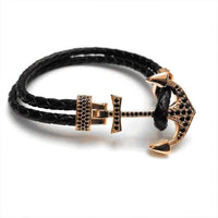 Thumbnail for Man Bracelet -  Man Leather Bracelet - Rose Gold Anchor Bracelet - Men's Bracelet Bracelet XS (14-15cm) Brother & Sisters