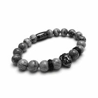 Thumbnail for Man Bracelet - Men’s Beaded Bracelet - Black Lion & Grey Stones Bracelet - Men’s Bracele Bracelet Brother & Sisters