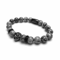 Thumbnail for Man Bracelet - Men’s Beaded Bracelet - Black Lion & Grey Stones Bracelet - Men’s Bracele Bracelet Brother & Sisters
