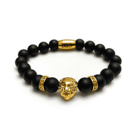 Thumbnail for Man Bracelet - Men’s Beaded Bracelet - Gold Lion & Black Stones Bracelet - gold bracelet for man Bracelet XS (14-15cm) Brother & Sisters