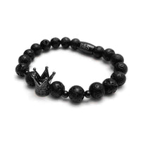 Thumbnail for Man Bracelet - Men’s Beaded Bracelets - Black Crown & Lava Stones Bracelet - Men’s Bracelet Bracelet Brother & Sisters