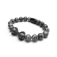 Thumbnail for Man Bracelet - Men’s Beaded Bracelets - Black Viking & Grey Stones - Men’s Bracelet Bracelet Brother & Sisters