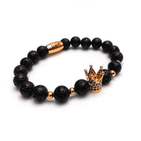 Thumbnail for Man Bracelet - Men's Beaded Bracelets - Rose Gold Crown with Lava Stones Mens Bracelet Bracelet Brother & Sisters