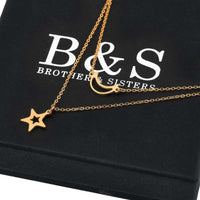Thumbnail for Moon & Star Necklace - Ladies Gold Necklace - Woman Necklace - Gold Chain Necklace 18k Gold Brother & Sisters