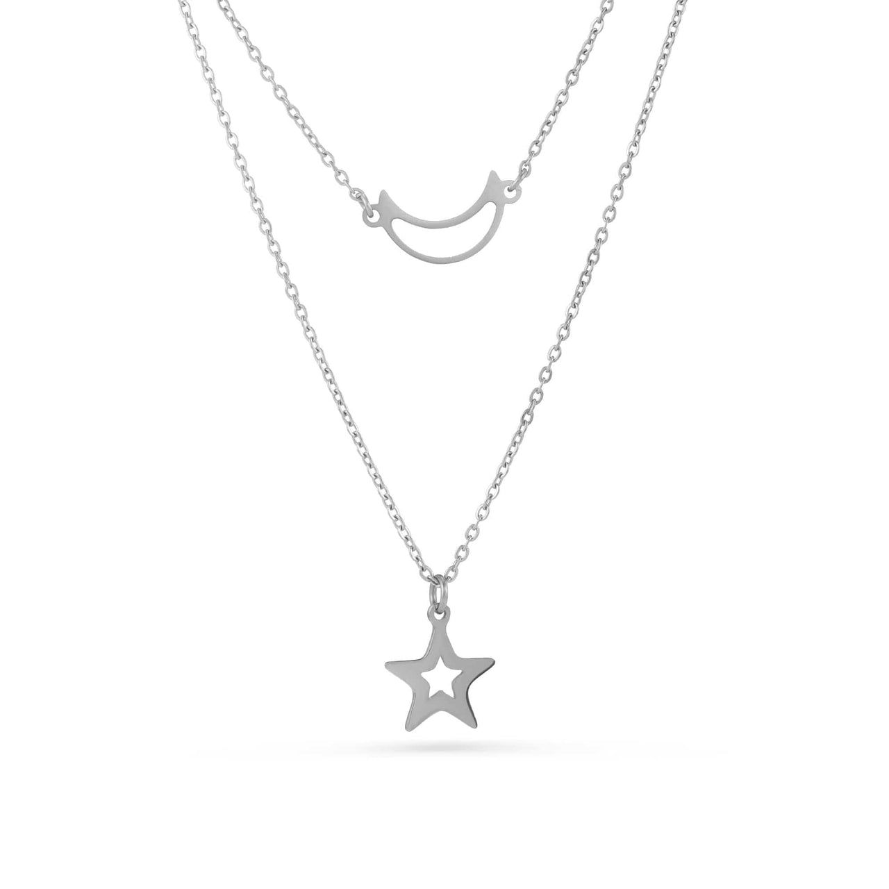 Moon & Star Necklace - Silver Necklace Women - Necklace For A Woman Necklace 18k White Gold Brother & Sisters