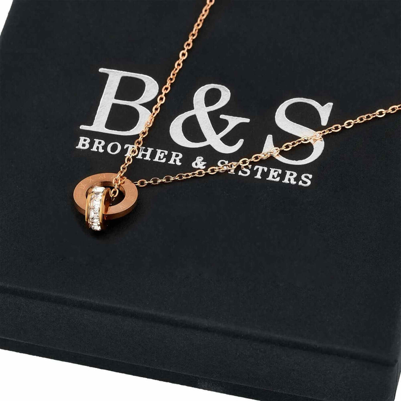 Necklace with Joined Rings & Crystals - Necklace For A Woman - Woman Necklace Necklace Brother & Sisters