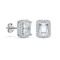 Thumbnail for Silver Rectangle Earrings - Sterling Silver Earrings For Women - Silver Stud Earrings Earrings Brother & Sisters